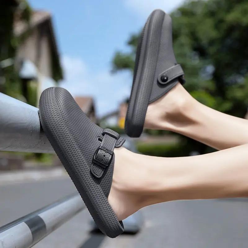 Fashion Beach Slides Half Soft Rubber Sabot Mules Male Slipper Casual Elegant Cheap Shoes Liquidation Original Low Price Y2k Men's Shoe