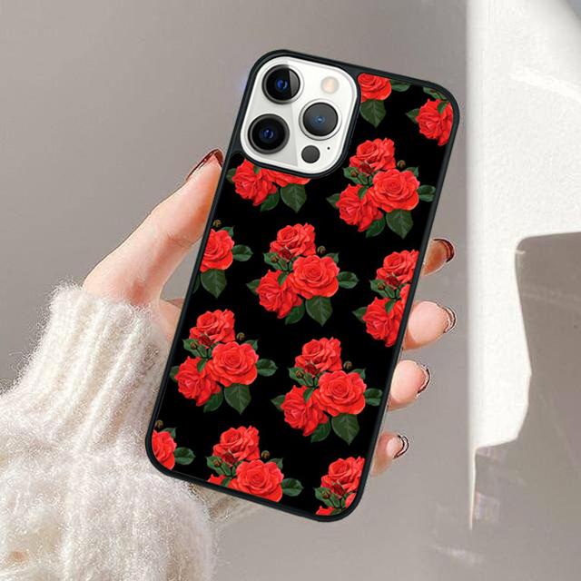 Bright Red Rose Flowers Phone Case For iPhone 17 Air 13 12 14 15 16  Cover For Apple 11 Pro Max Plus Coque