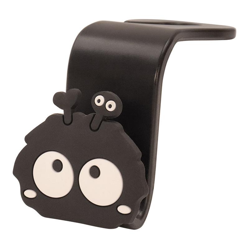2pcs Cartoon Car Seat Back Hooks Cute Black Charcoal Coal Ball Car Rear Storage Hooks