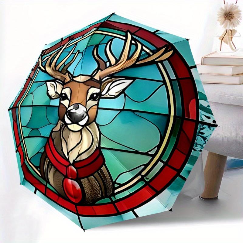 1pc Stained Deer Automatic Open/Close Umbrella, Portable Folding Umbrella for Everyday Use Yy250826058