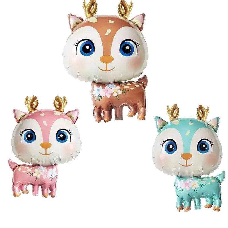 49x74.5cm Zwierzęta Dżungli Kształt Sarny Sika Balon Babyshower Dziewczynki Dekoracje Dżungli Urodziny Kreskówkowa Sarna Balon Sarna Urodziny