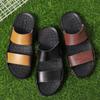 Plus Size 38-48 Italian Shoes Leather Slippers For Men Fashion Lightweight Beach Summer Shoes Men Non-Slip Casual Flip-flops