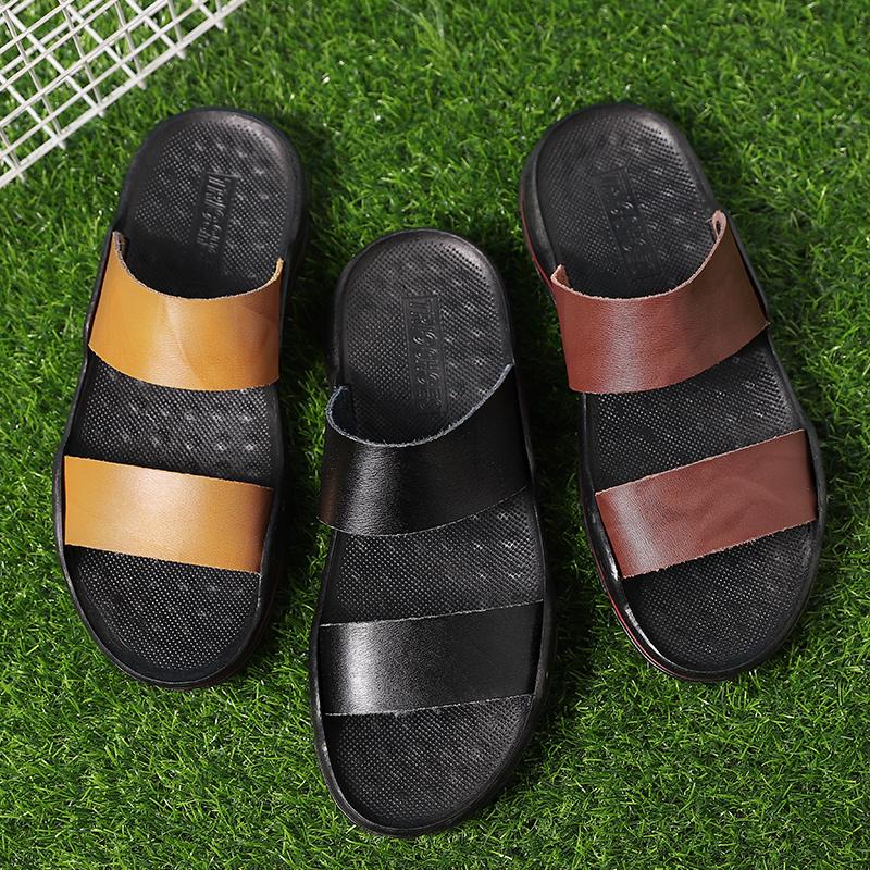 Übergröße 38-48 Italienische Schuhe Leder-Slipper für Herren Mode Leicht Strand Sommerschuhe Herren Rutschfeste Freizeit-Flip-Flops