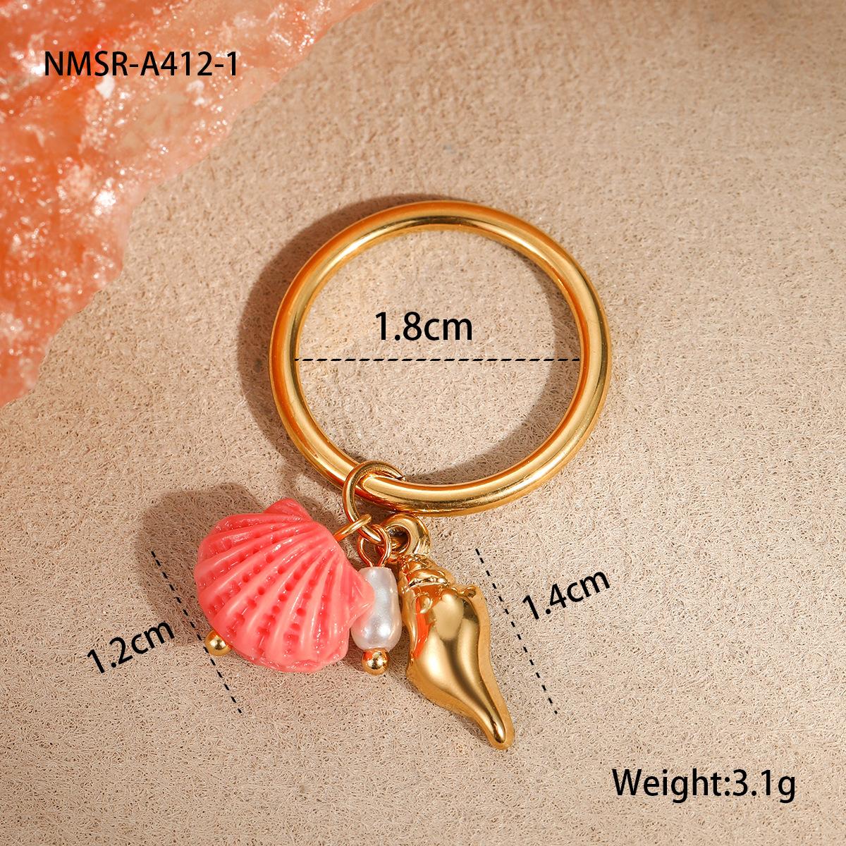GEMCHIC Women s Bohemian Ocean Wave Seashell Ring Stainless Steel Gold Plated Index Finger Jewelry Summer Beach Style