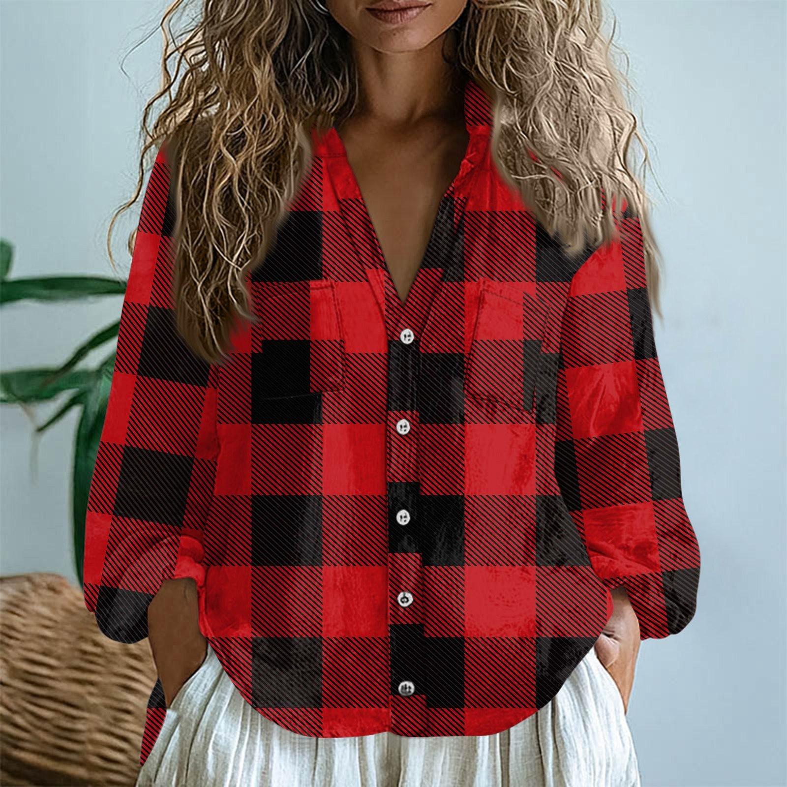 

Жіночі бавовняні лляні топи з довгими рукавами, сорочки з вільним V-подібним вирізом, бохо-футболки, вінтажні блузки S