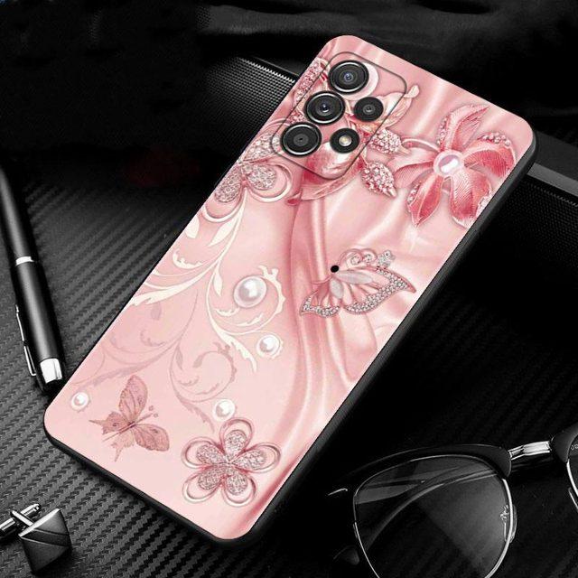 

Чохол для Samsung Galaxy A51 A71 A01 A11 A21 A21s A31 A41 A72 A52 A42 A32 A22 A12 A02 A02s F42 Shell Rose Pink Bling Pattern For Samsung A52 5G