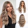 Light Pink Long Wavy Cosplay Synthetic Hair Wigs with Bangs for White Women Afro Lolita Water Wave Halloween Heat Reisitant Wig