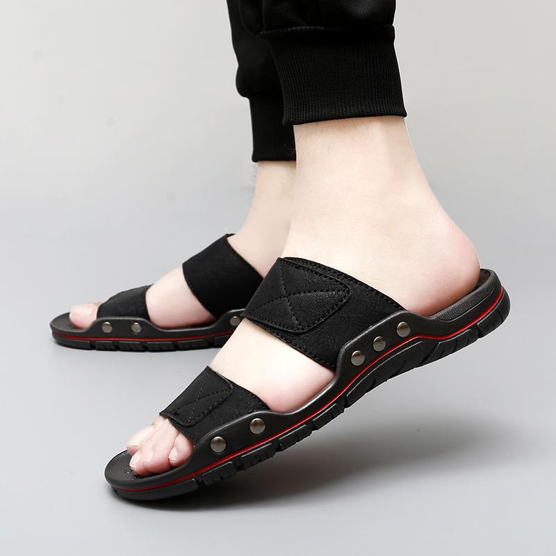 Pánské plážové pantofle z pravé kůže Velké domácí sandály Letní plážové sandály Venkovní Ležérní Vycházky Plážové žabky Pánské Boty