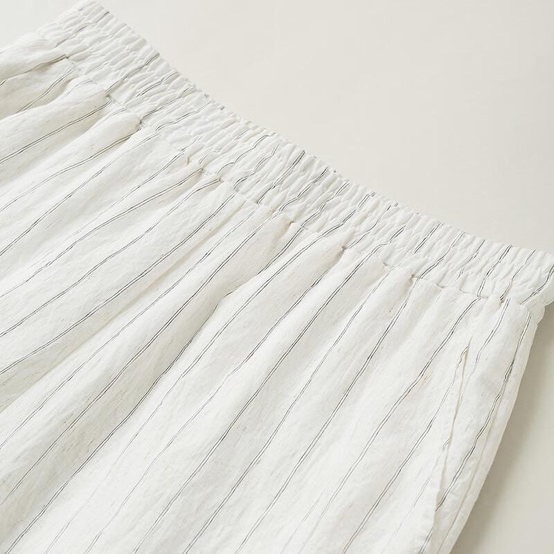 Women's Striped Linen-Feel Wide-Leg Casual Pants