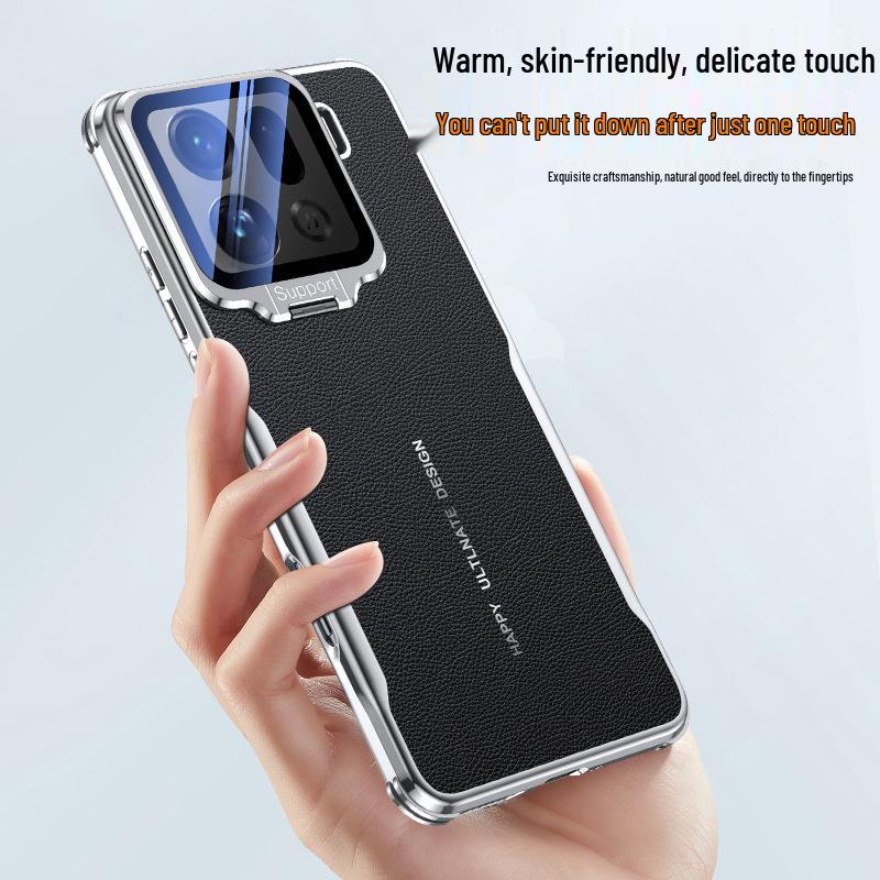 Cross-Border Oppo Find X9 Pro Leather Lens Bracket Airbag Case: High-End Protective Cover for Men & Women