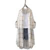 Plaid Shirt Women's Summer 1116 Loose Sunscreen Shirt Medium and Long Hong Kong Style Thin Coat