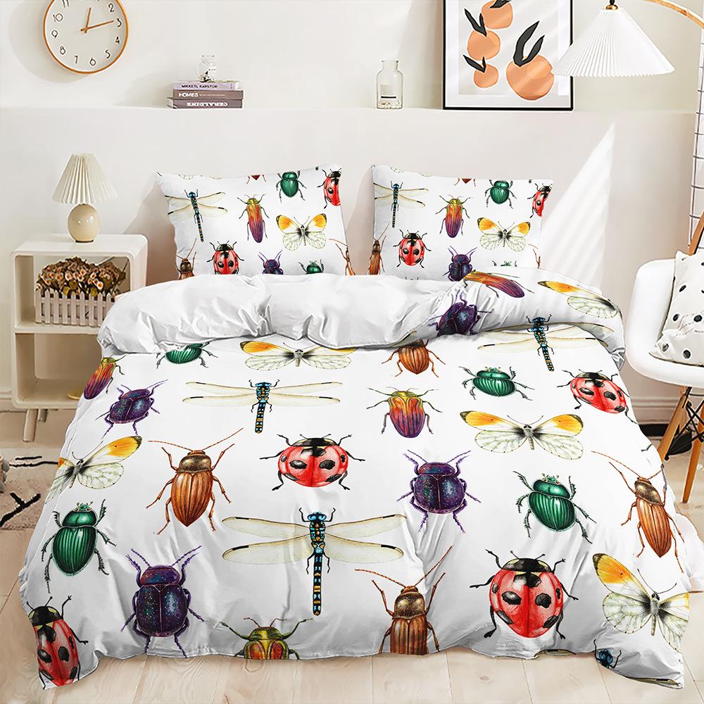 Three-Piece Set 3D Quilt Cover Simple Wind Butterfly Specimen Kit Double Bedding