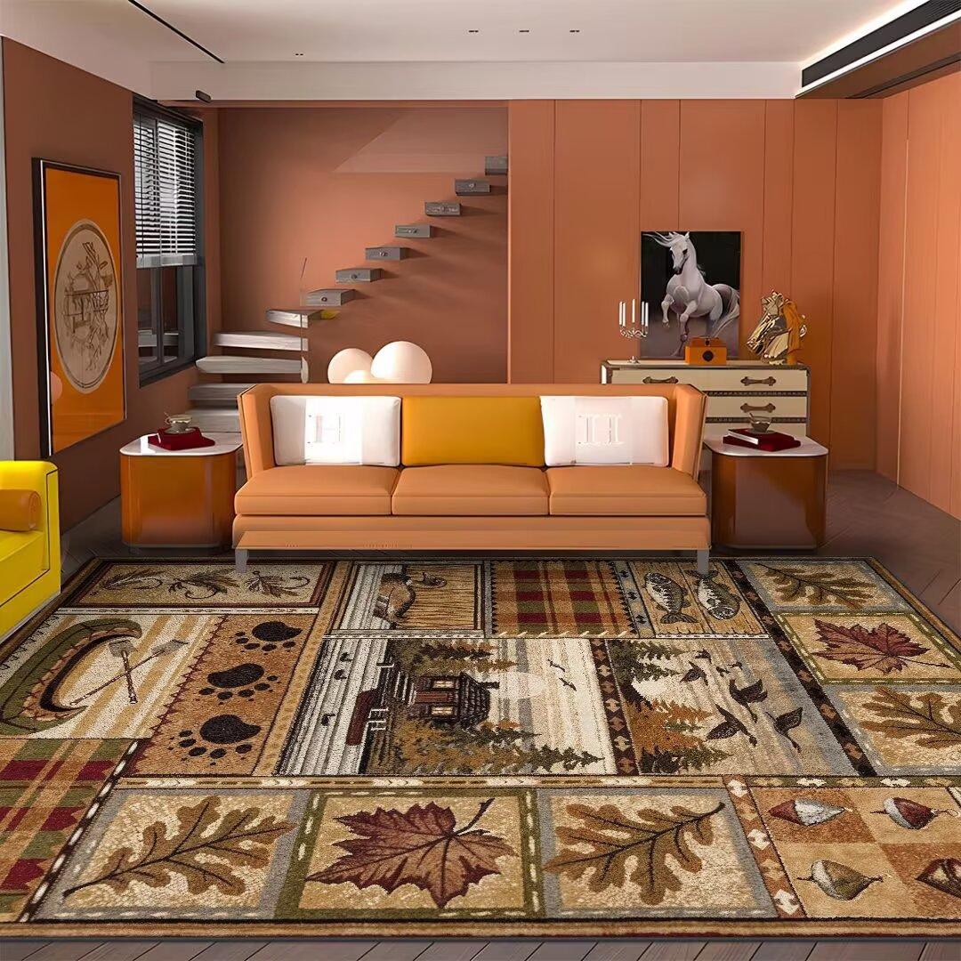 

Vintage Rustic Hunting Pattern Carpet Living Room Large Size 140x200 Washable Bedroom Carpets Non-slip Lounge Rug Floor Mats 60*90cm