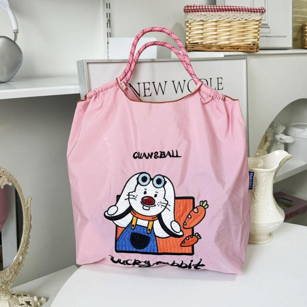 Japanese Style Handmade Waterproof Nylon Canvas Bag with Embroidered Patterns, Large Capacity