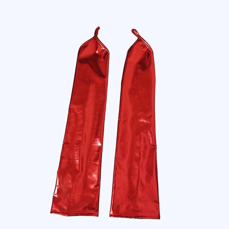 European-Style 48cm Patent Leather Fingerless Opera Gloves for Evening, Party, and Bridal Wear