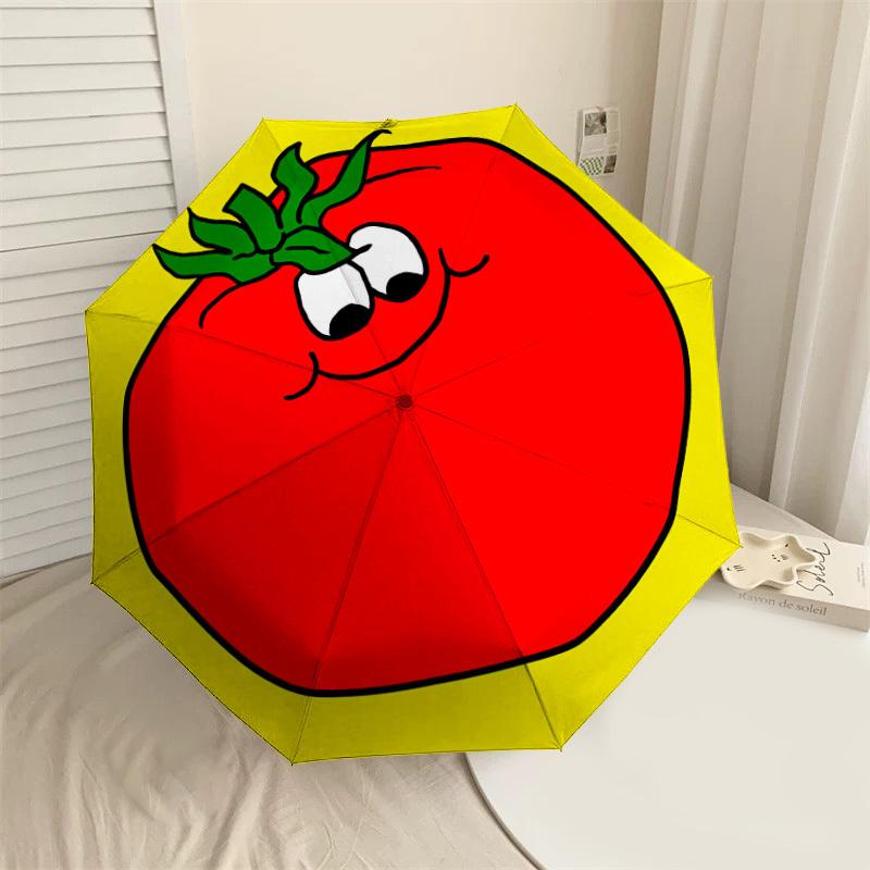 

1PC tomato circle Umbrella-8-Rib Reinforced, Automatic Open, Lightweight & Durable, Cute Fashion Accessory for Outdoor-A1247