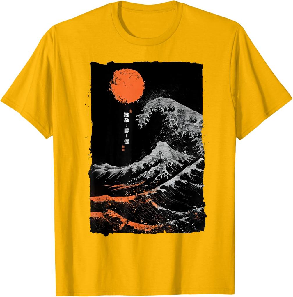 Graficzny T-shirt w Stylu Wielkiej Fali w Kanagawie Vintage Japoński Druk Artystyczny Casualowy T-shirt dla Mężczyzn