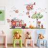 Camion dei Pompieri Animali Cartoni Animati Adesivi Murali per Bambini per Asilo Stanza dei Bambini Decorazione Camera da Letto Bambino