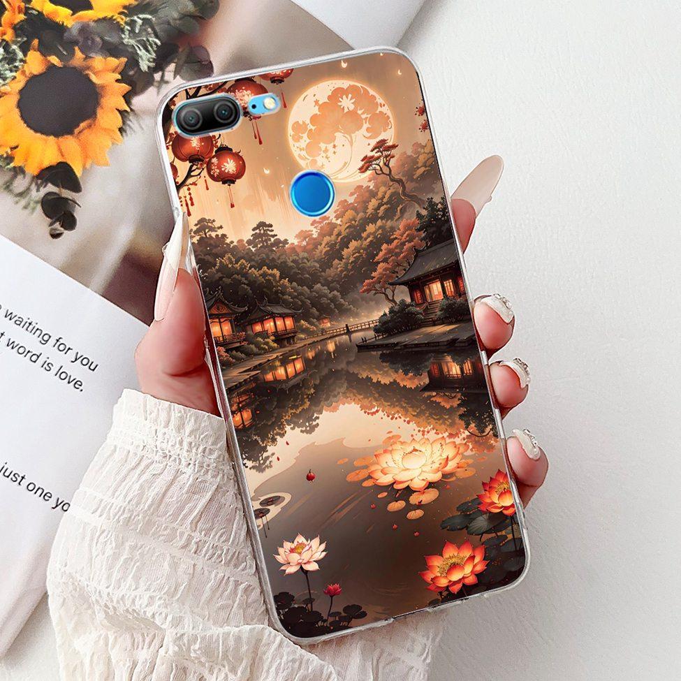 Clear For Honor 9 Lite Case Cute Cat Fashion Flowers Funny Painted Back Cover For Honor 9Lite Phone Case LLD-L21 LLD-L31 LLD-L11