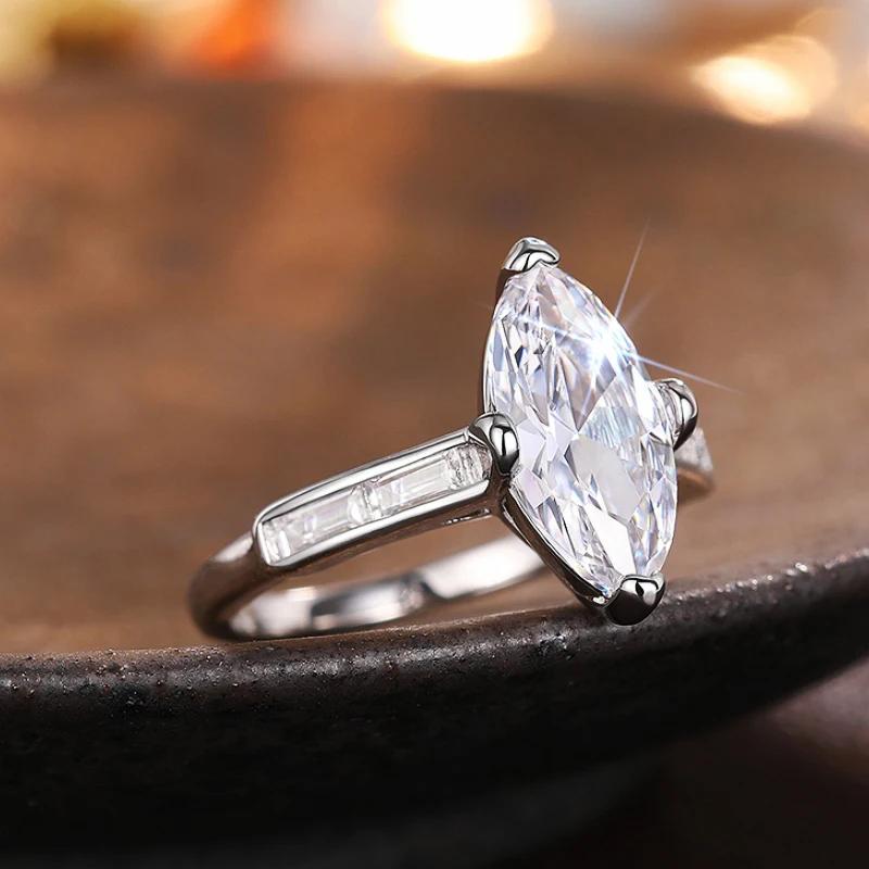 Huitan Trendy Marquise Cubic Zirconia Rings for Women Zinc Alloy Color Wedding Engagement Promise Rings Elegant Luxury Lady Zircon