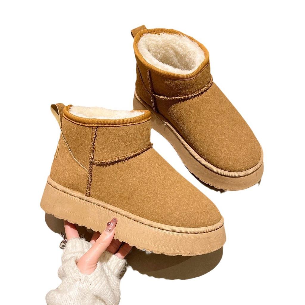 Snow Boots Women's Thick-soled Outer Wear 2025 Winter New Fur Integrated Short Boots Thickened Warm Northeast Cotton Shoes