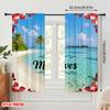 2pcs 2D Flat Printing Scene Curtains Maldives Tropical Island Paradise 100% Polyester Fabric Without Electricity Birthday Party