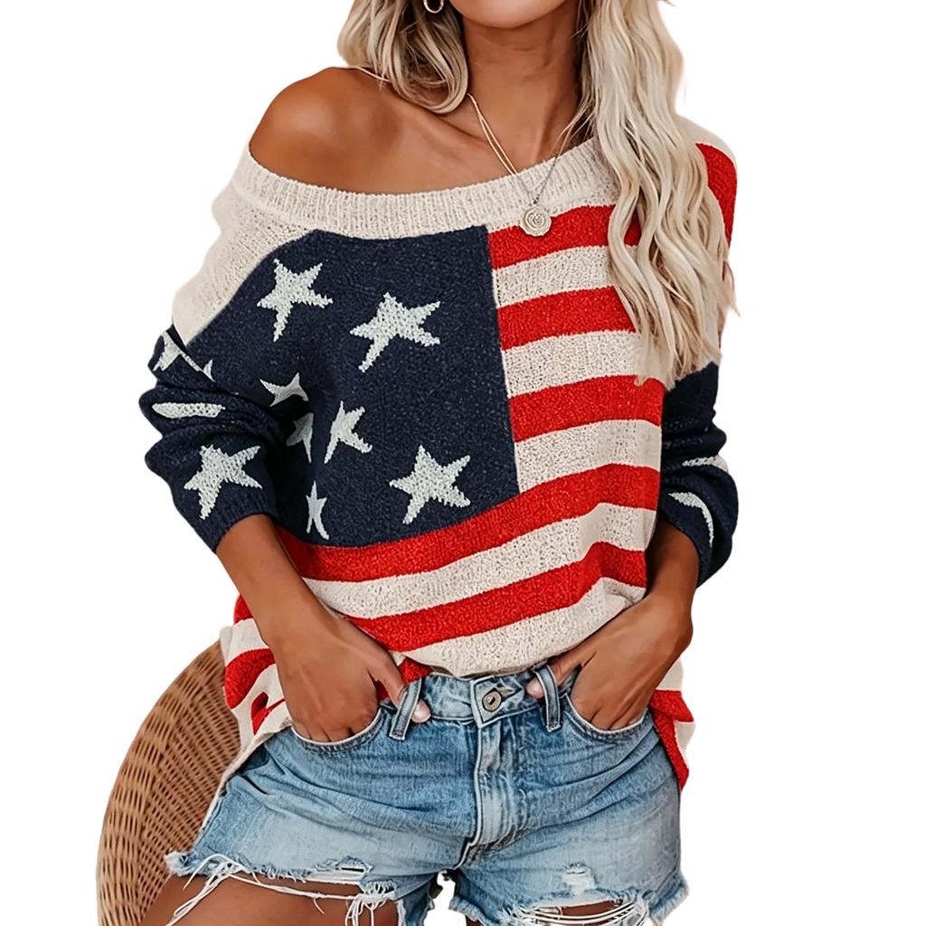 Women's Loose Knit Sweater Long Sleeve Pullover Casual Comfortable Top