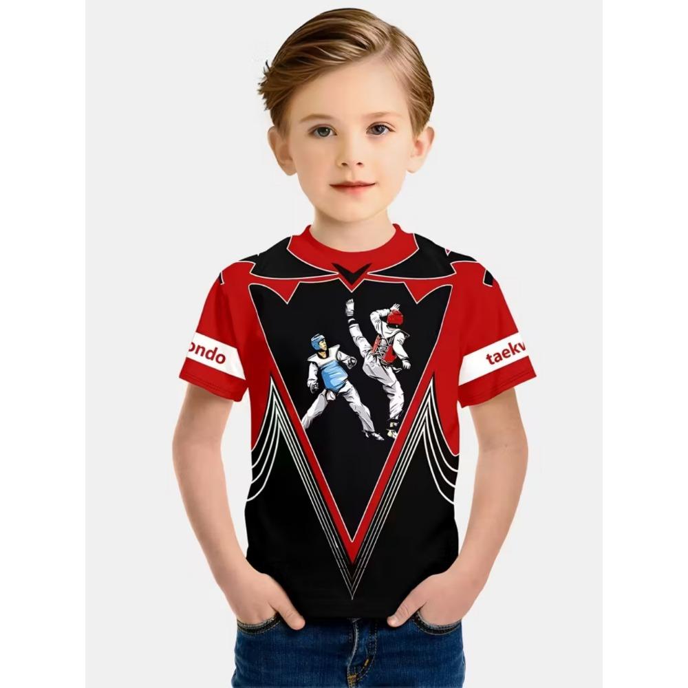 Abbigliamento Ragazzi Taekwondo Judo Moda T-shirt con Stampa 3D Sportivo Bambini Maniche Corte Estate Abbigliamento Palestra Harajuku Magliette Top Cool