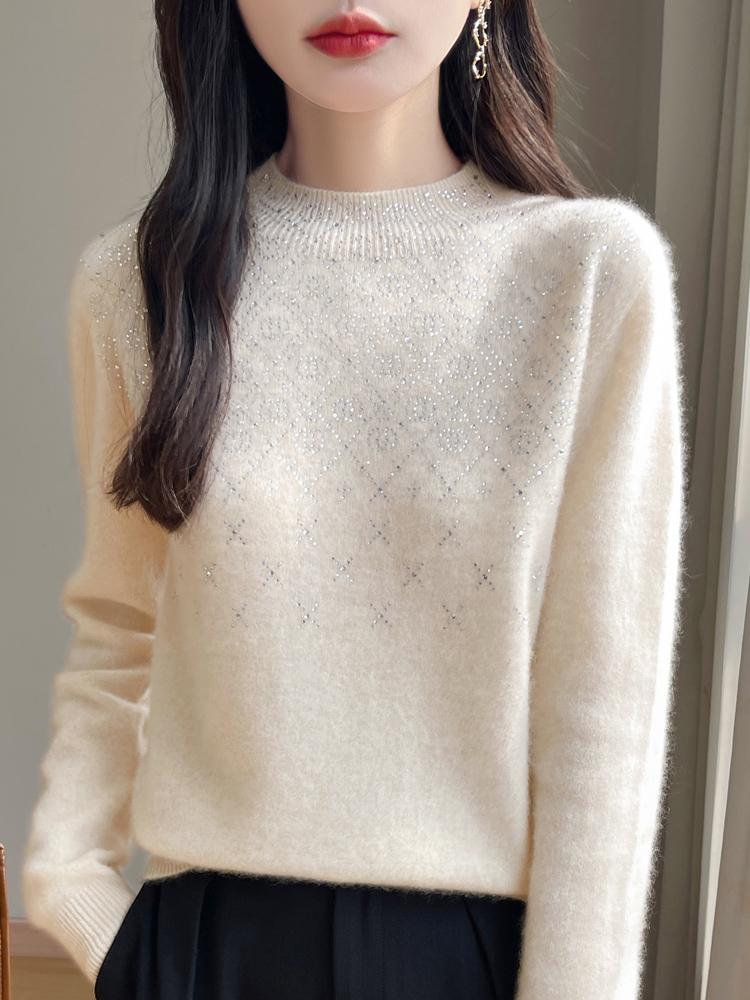 Women's Cashmere Sweater Qinghe Cashmere 30% Cashmere 70% Wool Autumn and Winter Cashmere Pullover Soft and Warm