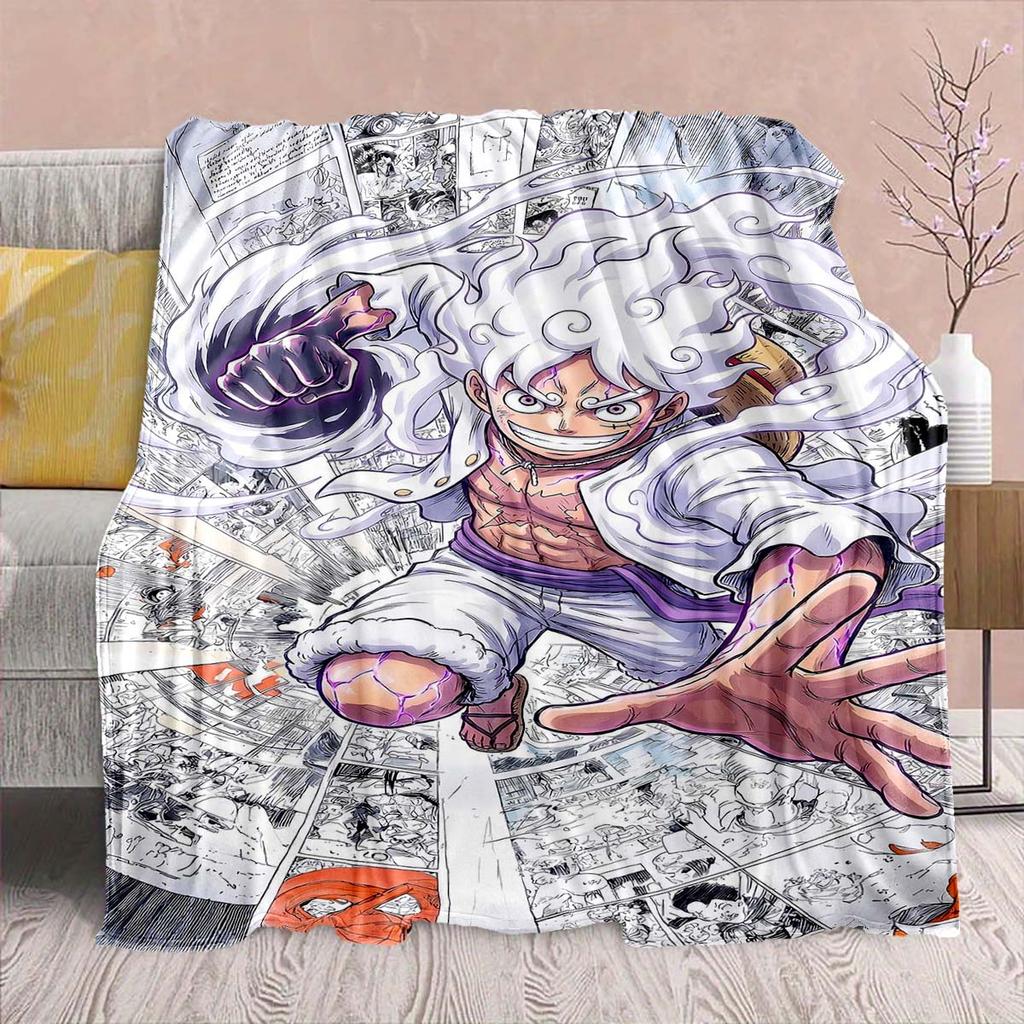 One Piece Anime Flannel Blanket - Soft Warm Perfect for Sofa, Bedding Camping Travel Office Home Decor -QJY