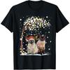 Siamese Cat Reindeer Hat Santa Christmas Tree Funny Xmas Men Women T-Shirt