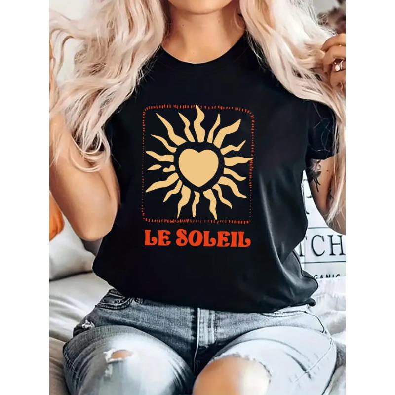 

Warm Sunshine, A Meeting of The Heart with The Sun. French LE SOLEIL Paired with A Heart-Shaped Sun Pattern Print, S чёрный