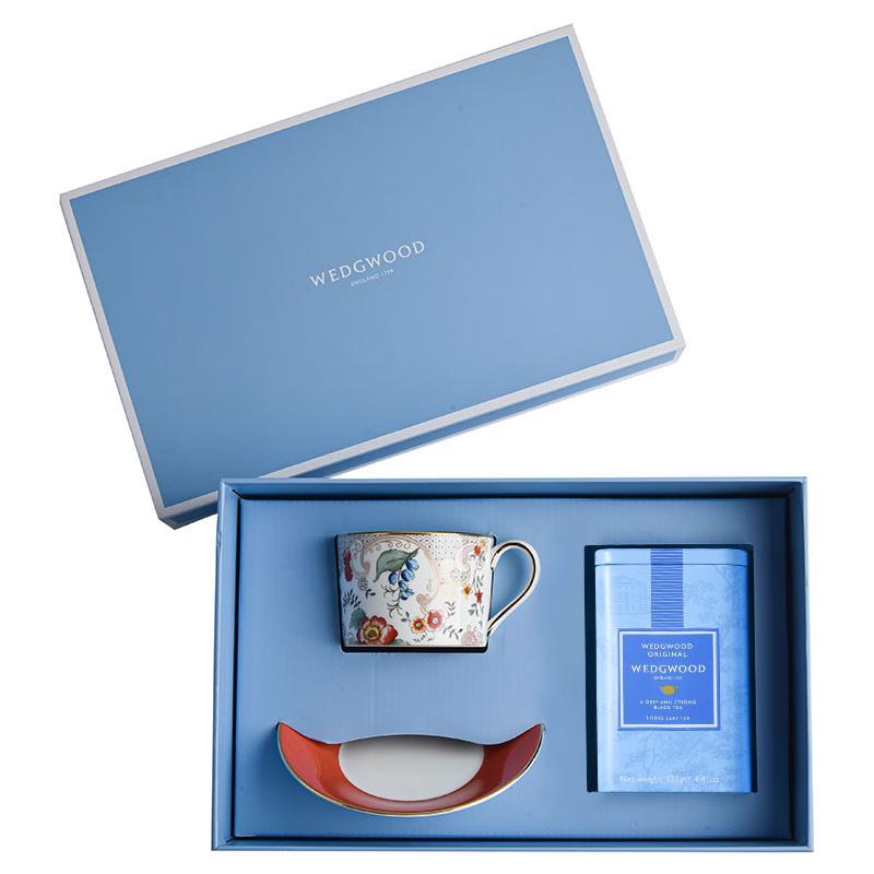 Wedgwood Rococo Cup & Saucer Set with Tea Caddy Gift