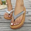 Fashion Women's Fashion Flat Sandals Summer New Round Toe Clip Crystal with Soft Sole Anti-slip Wear-resistant Flip-flops