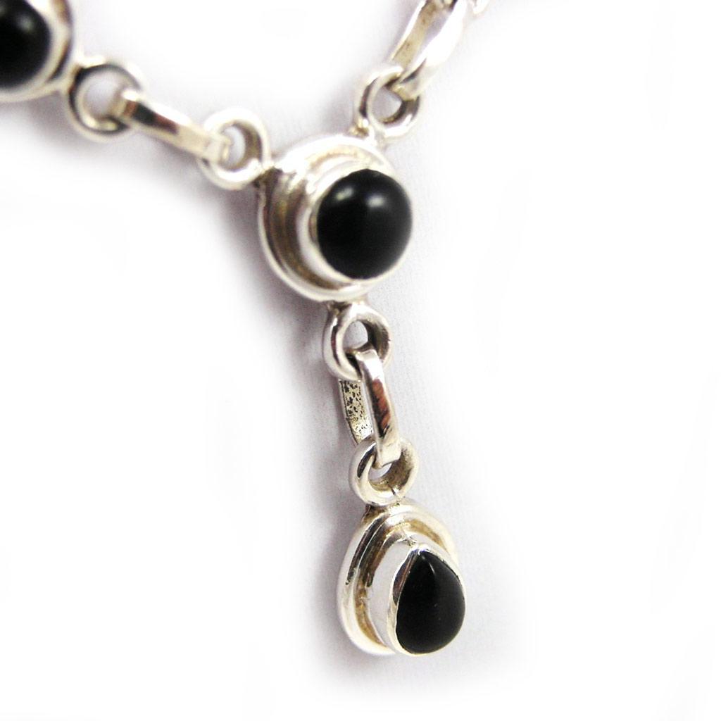 Les Trésors De Lily [F7841] - Silver 'Heaven' Onyx Necklace