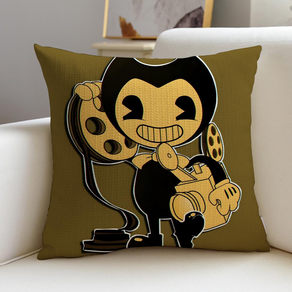 BBendy and the Ink MachineS Cushion Cover Breathable and Skinfriendly Linen Pillowcase Square Removable and Washable Cushion