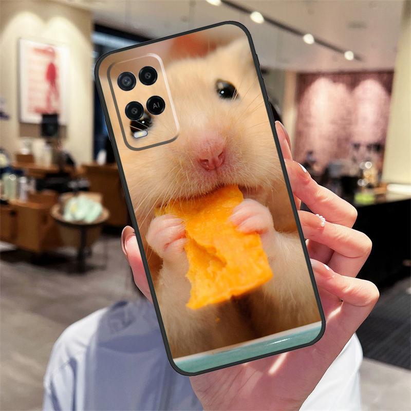 Cute Lovely Pet Hamster Case For Oppo A17 A77 A80 A40 A60 A98 A78 A18 A38 A58 A16 A76 A96 A74 A94 A54 A57S A15 Cover