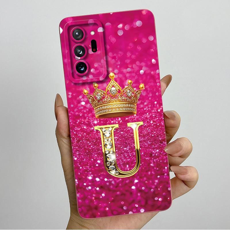 Case For Samsung Galaxy Note 20 Ultra Luxury Crown Letter Liquid Silicone Back Cover Soft Funda For Samsung Note20 20Ultra Coque