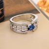 AAA Natural Blue Sapphire Ring for Women 925 Sterling Silver,  Paraiba Tourmaline Solitaire Engagement Ring
