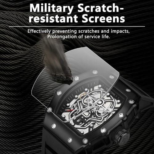 Pánské retro punkové hodinky Senstone s lebkou, tonneau, analogové, skeletonové, sportovní, s luminiscenčním gumovým řemínkem a silikonovým páskem, černé, ležérní.