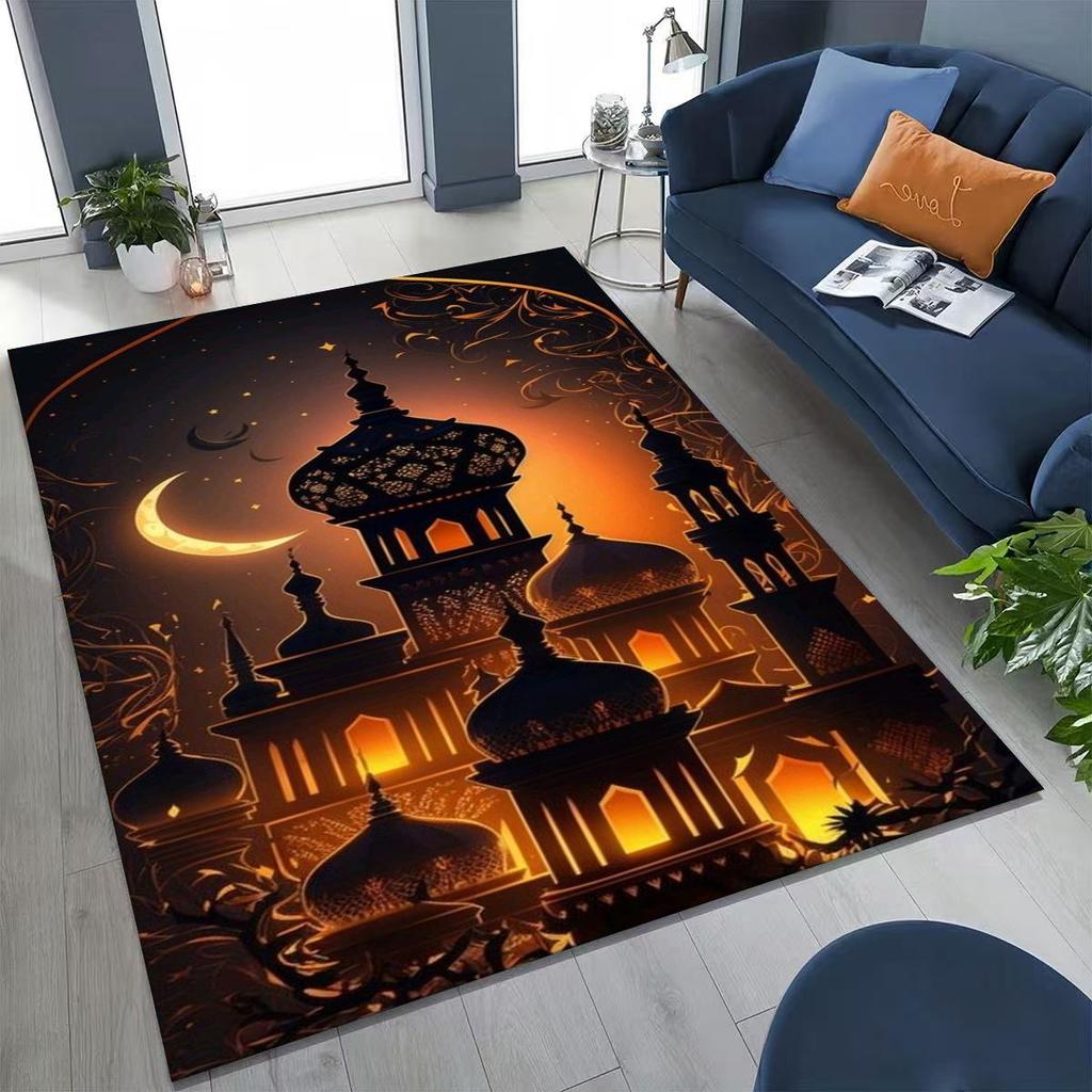 Mosque Islam Prayer Muslim Calligraphy Rug for Bedroom Living Room Sofa Home Doormat Decor,Large Kids Play Non-slip Floor Mat