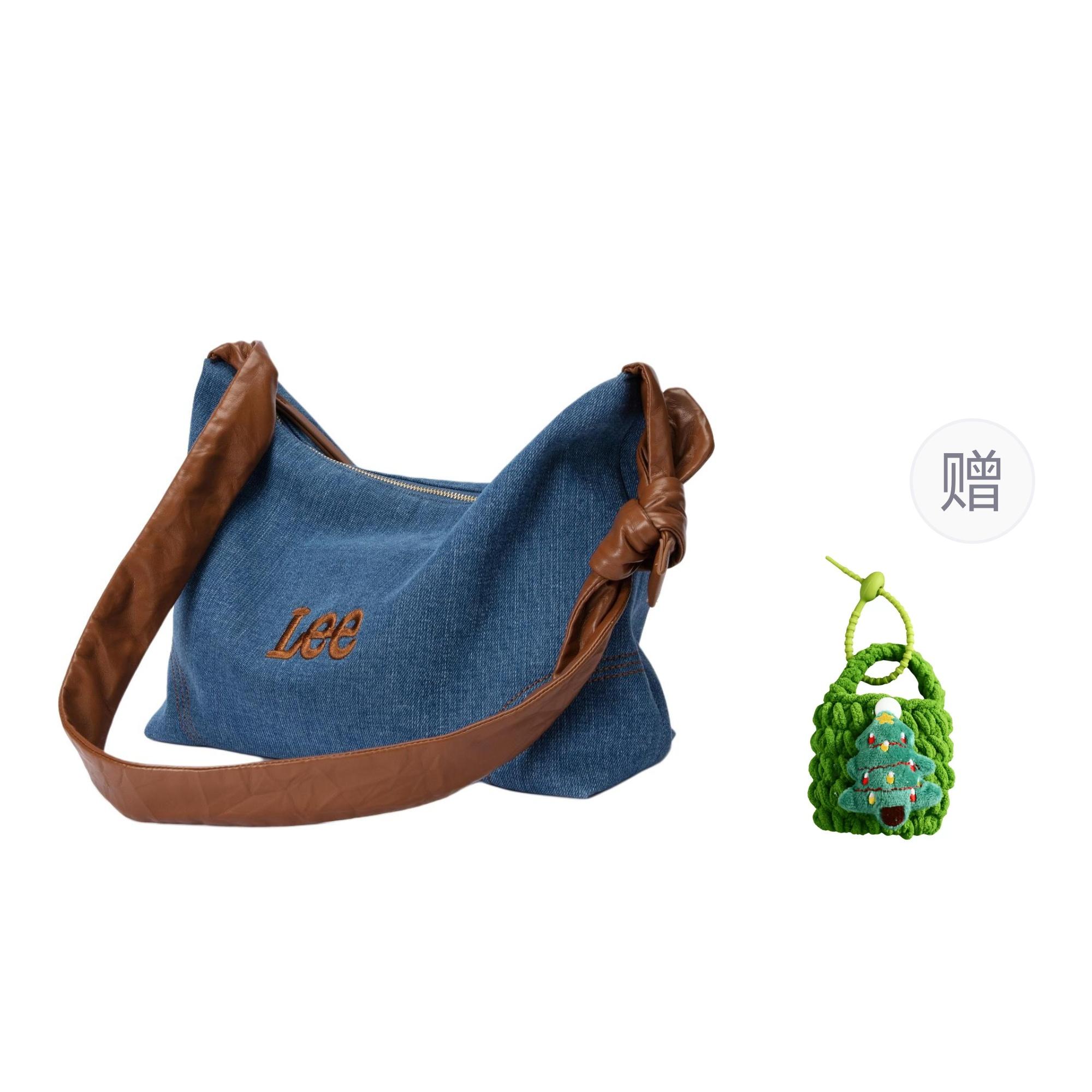 

New Lee Fabric+Artificial Leather Crossbody Bags Tubas Women s Denim Blue LE240072M-503 38.1*15.0*26.4CM