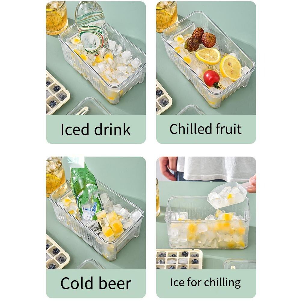 Ice Cube Tray with Lid and Bin Ice Tray  Ice Cube Mold 2 Trays for Freezer for Chilled Drinks Coffee Juice