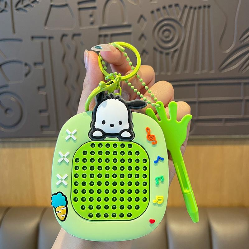 Magnetic Steel Ball Drawing Board Keychain - Cute Backpack Pendant or Car Key Accessory Gift.