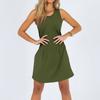 Women's Fashion Casual Solid Color Round Neck Sleeveless Dress