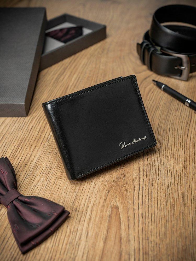 Men's Leather Wallet In Horizontal Version with RFID Stop Membrane - Pierre Andreus