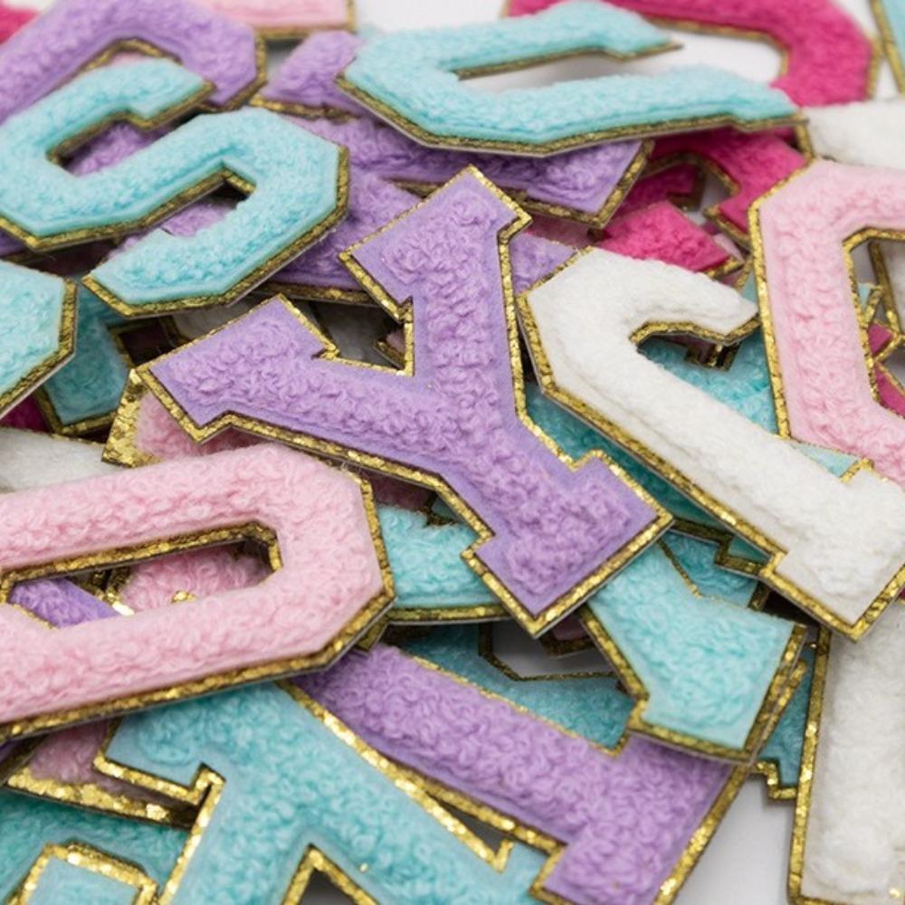 26pcs A~Z English Letter Clothes Stickers Patch Stickers Towel Embroidered Fabric Applique Alphabet DIY Clothes Tape on Clothes