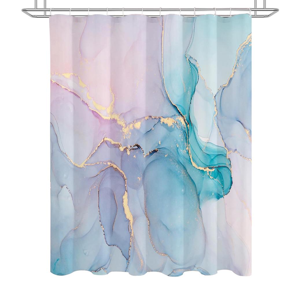 Modern Art Marble Gold Foil Bathroom Set Waterproof Anti Mold Shower Curtain