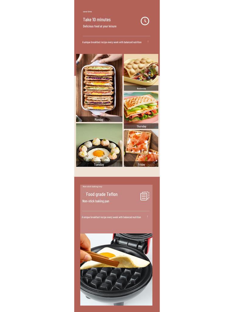 Mini Waffle & Pancake Maker: Home Bread and Cake Machine, Sandwich Breakfast Maker