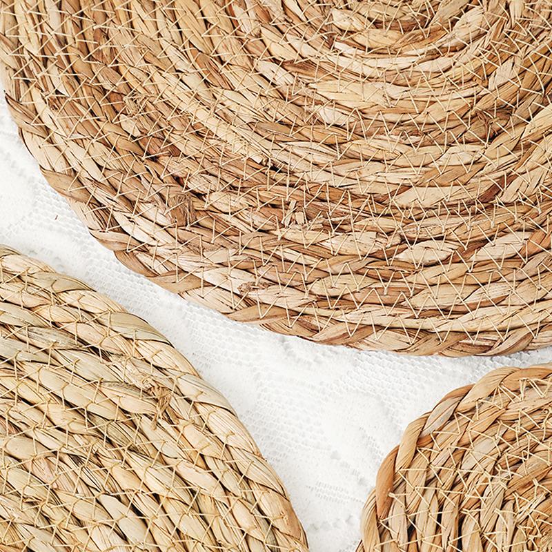 1Pcs Pot Mats Handwoven Rattan Placemats Round Heat Insulation Mats Natural Woven Table Mats For Dining Home Wedding Decor
